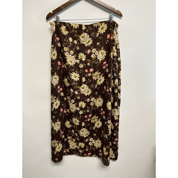 Y2K Maxi Skirt Chocolate Brown Large Whimsigoth Forest fairy Cottage Full Button - Picture 5 of 12